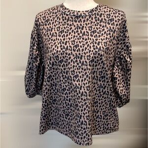 Scuba Balloon Sleeve Leopard Print ASOS Top Tan/Black 8